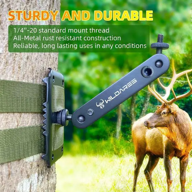 Alt view image 4 of 7 - Trail Camera Mounting Bracket,Hunting Pro Gear Acccessery, Wildlife Cam Mount, Deer Monitor Mount, Hunter Camera Kit,Nylon Fiber Strap,Heavy-Duty Metal,Black,5.9x3.7x2.5 inch (3 PCS)