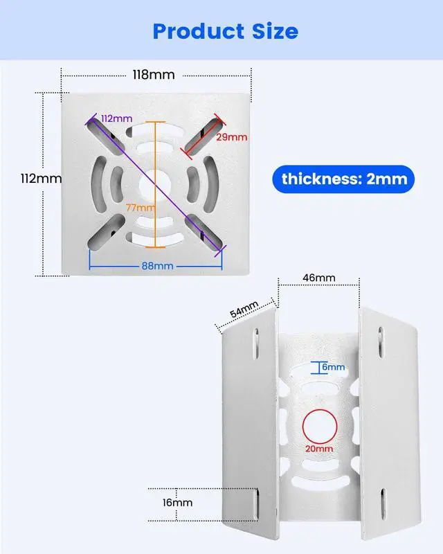 Alt view image 3 of 7 - Universal Vertical Pole Corner Mount Bracket for Security Camera