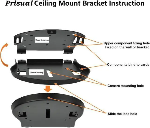 Alt view image 4 of 5 - Professional Ceiling Mount for PTZ Cameras - Universal Fixed Ceiling Bracket with Secure Locking, Compatible with 95% PTZ Camera, Low-Profile Design for Conference Room/Church/Studio (Black)