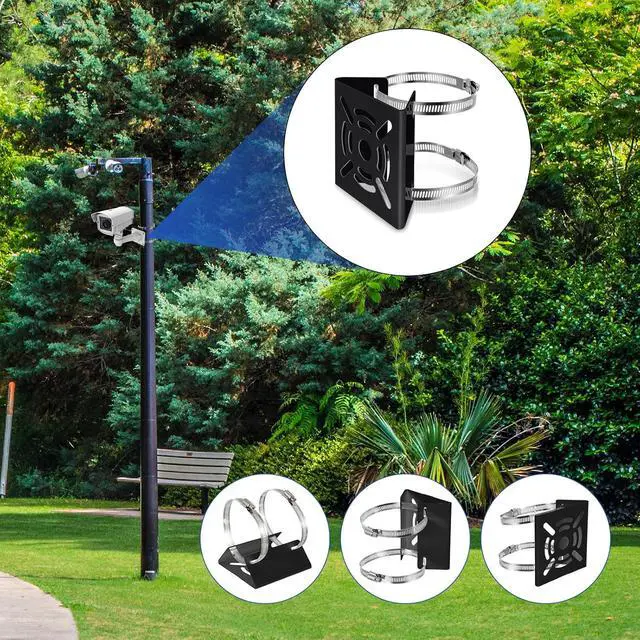 Alt view image 4 of 6 - 6 Pcs Universal Vertical Pole Mount for Security Camera Wall Mounting Bracket with 6 Loops Solid Metal Pole Bracket for CCTV Camera Indoor Outdoor Solar Panel LED Wall/ Stage Light (Black)