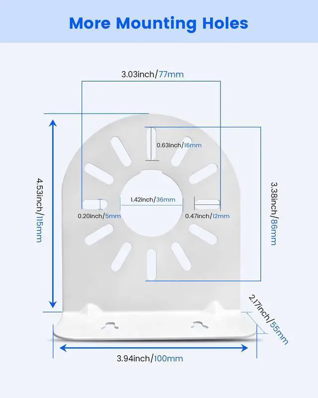Alt view image 4 of 7 - Universal L-Shape CCTV Camera Bracket, Metal Security Wall Mount Bracket