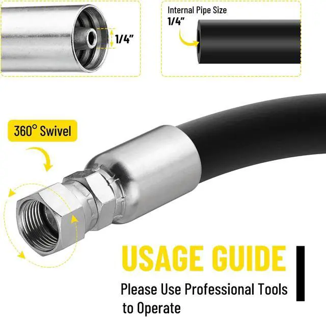 Alt view image 4 of 7 - 12 Pack 1/4" Hydraulic Hose Fittings, 1/4" I.D. Hose x 3/8" JIC 37° Female with Protection Cover Hydraulic Hose End Swivel Crimp Fitting Kits