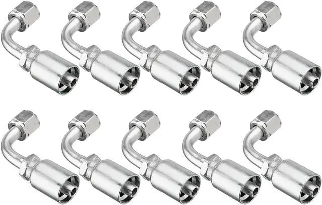 Main image of 10 PCS 90° Hydraulic Hose Fittings, for 3/8" Hose x 3/8" JIC 37° Female 90° Hydraulic Hose End Elbow Crimp Fitting