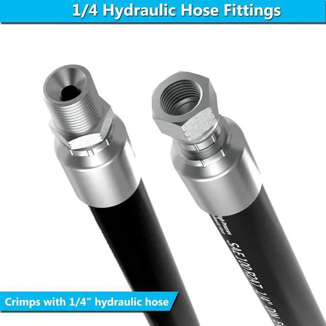 Alt view image 3 of 6 - 24PCS 1/4" NPTF Male & 1/4" JIC 37° Female Hydraulic Hose Fittings, Hydraulic Hose Crimp Fitting Ends for Air Hose Repair Kit