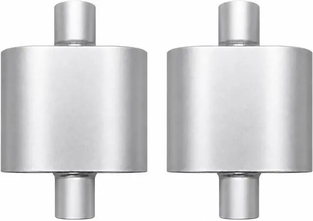Main image of 3" ID Center/Center Single Chamber Muffler Pair - Aluminized steel Silver Coated Deep Tone, Corrosion Resistant, Welded/Clamp-On (13" Total Length)