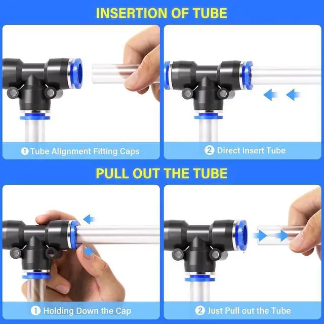 Alt view image 3 of 7 - 1/4"3/8"1/2" Push to Connect Fittings Air Hose Fittings, Push-in Fittings, Threaded Connection Kits, Suitable for Nylon Tube PU Tube Air Tube and Other Connection KitsPack of 66