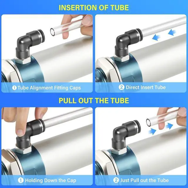Alt view image 5 of 7 - 1/4"3/8"1/2" Push to Connect Fittings Air Hose Fittings, Push-in Fittings, Threaded Connection Kits, Suitable for Nylon Tube PU Tube Air Tube and Other Connection KitsPack of 66