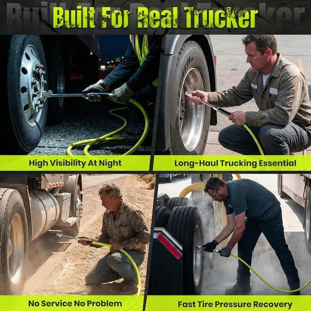 Alt view image 7 of 7 - Glad Hand Air Hose Kit, 3/8" x 55 FT Truck Tire Inflator Hose with Universal Gladhand, Includes Dual Head Chuck & Storage Bag, Connects to Semi Truck Air System for Roadside Emergency