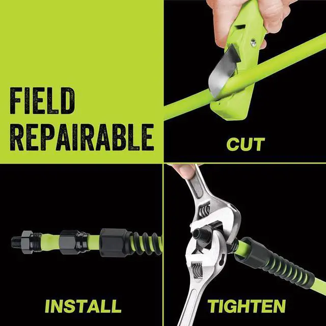 Alt view image 4 of 7 - Pro Air Hose, 3/8 in. x 50 ft., Heavy Duty, Lightweight, Hybrid, ZillaGreen - HFZP3850YW2