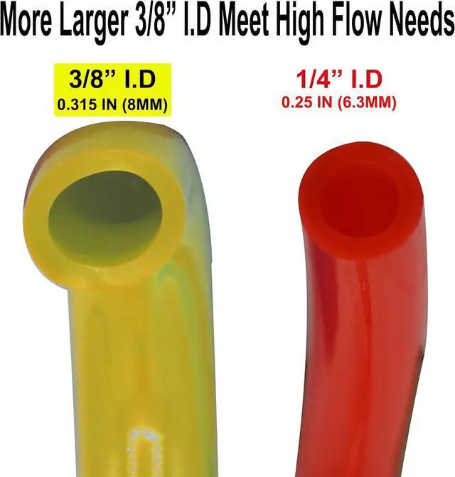 Alt view image 3 of 7 - Polyurethane Recoil Air Hose 3/8" Inner Diameter by 50' Long with Bend Restrictor, Repairable 1/4" Industrial Quick Coupler and Plug, Yellow