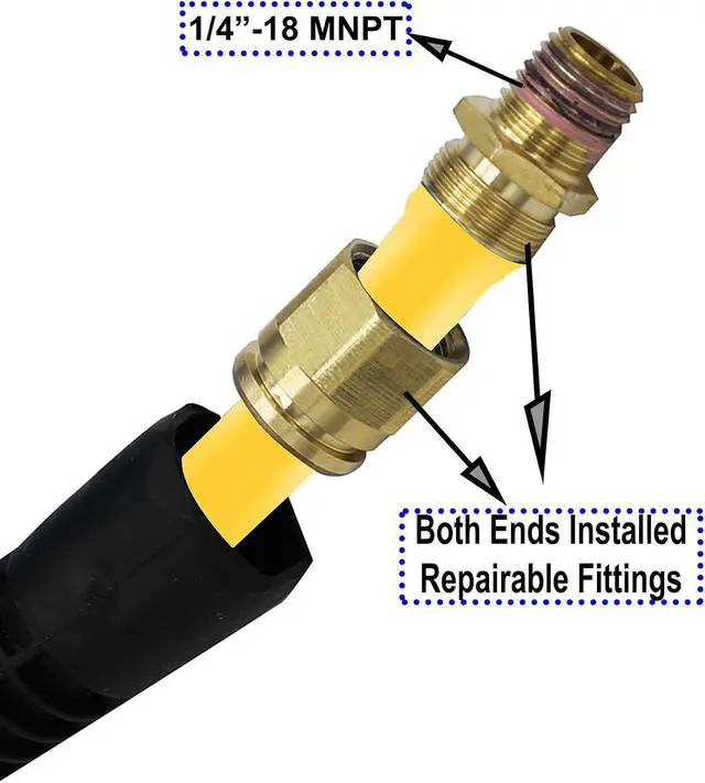 Alt view image 4 of 7 - Polyurethane Recoil Air Hose 3/8" Inner Diameter by 50' Long with Bend Restrictor, Repairable 1/4" Industrial Quick Coupler and Plug, Yellow