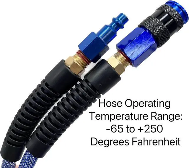 Alt view image 3 of 7 - Polyurethane(PU) 1/4-Inch Reinforced,Air Hose with 1/4 Swivel Industrial Quick Coupler and Plug,Bend Restrictor (Dark Blue, 100FT)