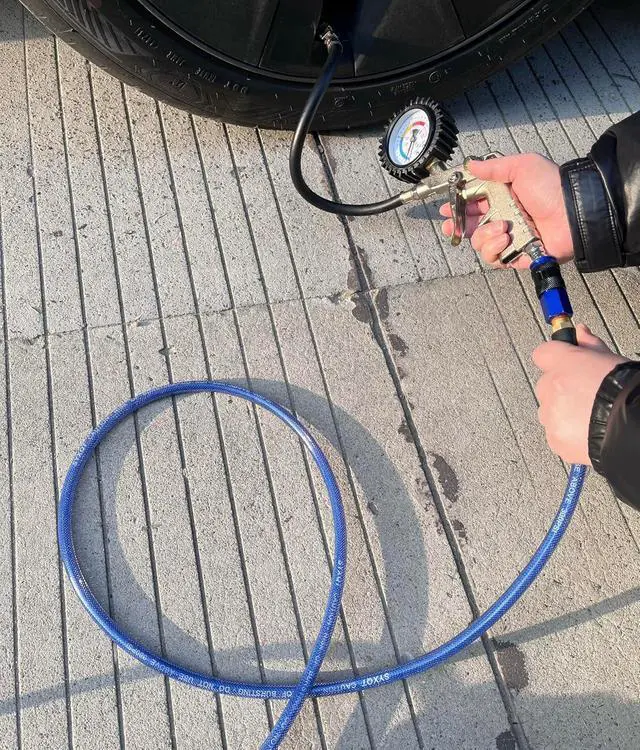 Alt view image 6 of 7 - Polyurethane(PU) 1/4-Inch Reinforced,Air Hose with 1/4 Swivel Industrial Quick Coupler and Plug,Bend Restrictor (Dark Blue, 100FT)