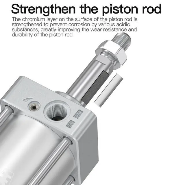 Alt view image 7 of 7 - SC Air Cylinder 2 inch (50mm) Bore 6 inch (150mm) Stroke, Double Acting Aluminum Pneumatic Cylinder for Industrial Automation (SC50X150)