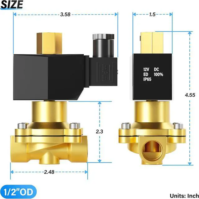 Alt view image 2 of 7 - 1/2 Inch NPT DC12V Brass Electric Solenoid Valve 2WK160-15 Normally Open Valve Water, Air, Diesel