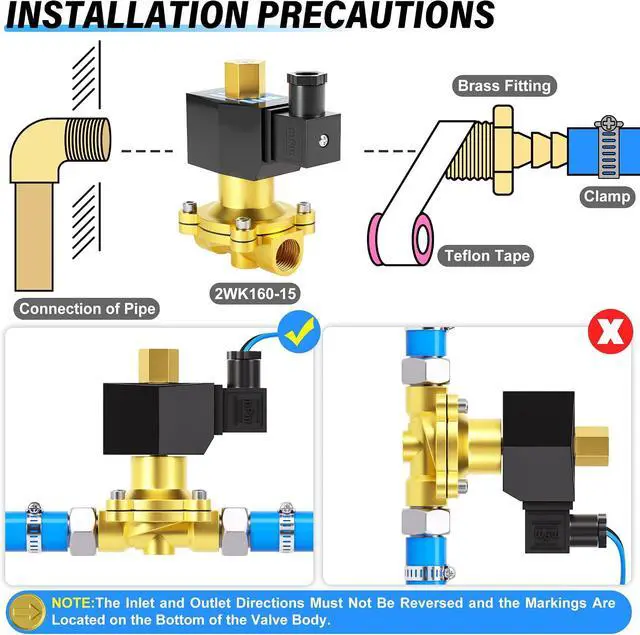 Alt view image 6 of 7 - 1/2 Inch NPT DC12V Brass Electric Solenoid Valve 2WK160-15 Normally Open Valve Water, Air, Diesel