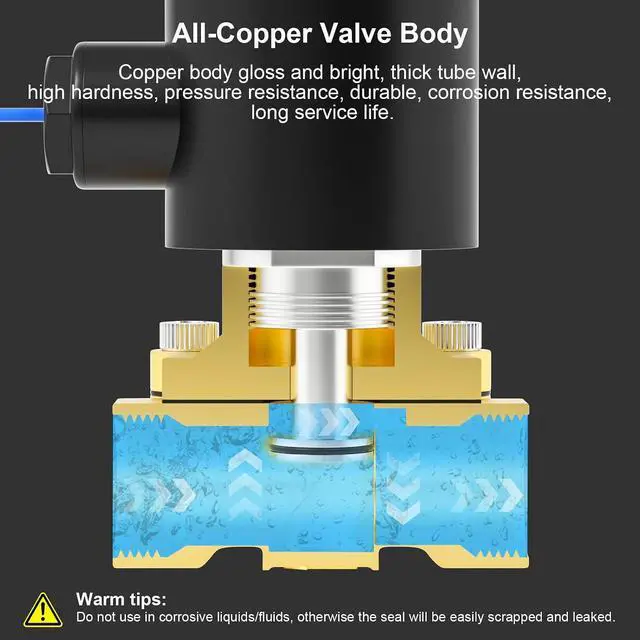Alt view image 6 of 7 - 1 Inch NPT DC12V Brass Electric Solenoid Valve 2W-250-25 Normally Closed Water, Air, Diesel