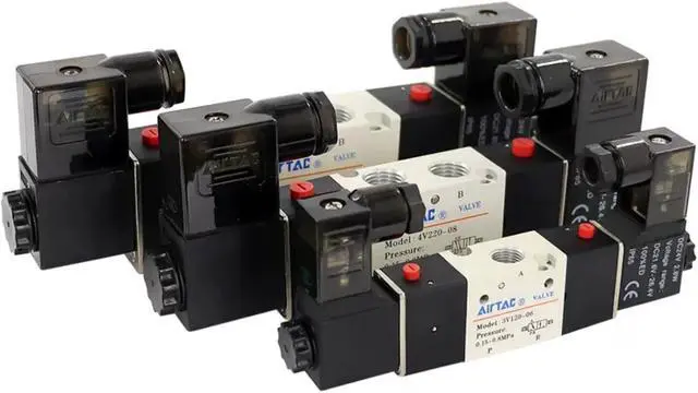 Alt view image 4 of 7 - Solenoid Valve AirTAC 4V220-08 DC12V 1/4"PT Double Solenoid 5/2 way Air Pneumatic Internal Pilot 21-114 PSI 5 Port 2 Position Have Memory Function.