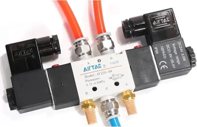 Alt view image 6 of 7 - Solenoid Valve AirTAC 4V220-08 DC12V 1/4"PT Double Solenoid 5/2 way Air Pneumatic Internal Pilot 21-114 PSI 5 Port 2 Position Have Memory Function.
