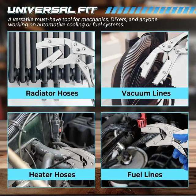 Alt view image 6 of 6 - 10" Radiator Hose Clamp Set, Heavy Duty Self-Locking Pinch Off Pliers, Universal for Automobile Radiator Pipes, Fuel Hoses, Water & Vacuum Lines, Pipe Sealing Lock Tool (4 Pack)