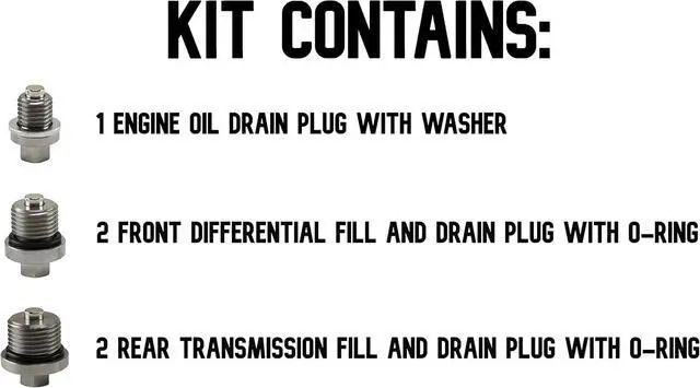 Alt view image 2 of 7 - - Made in USA - DP017 Stainless Steel Differential/Engine/Transmission Neodymium Magnetic Oil Drain Plug Kit fits Polaris General/RZR/Ranger/Scrambler/Sportsman
