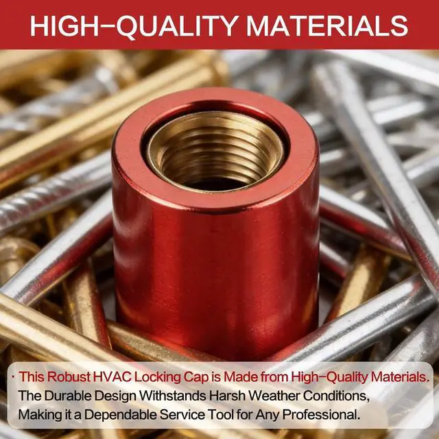 Alt view image 2 of 7 - HVAC Locking Caps 1/4" Pink Brass 10 Pcs, Tamper-Resistant Service