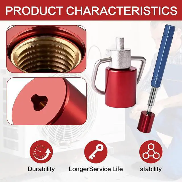 Alt view image 4 of 7 - HVAC Locking Caps 1/4" Pink Brass 10 Pcs, Tamper-Resistant Service