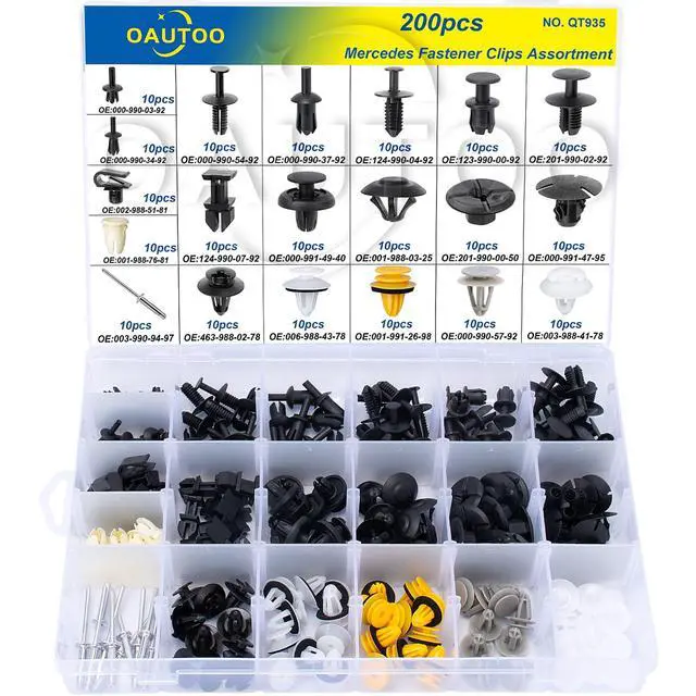 Alt view image 2 of 5 - 200pcs for Mercedes Body Interior and Exterior Retainer Fastener Clip Assortment Bumper Cover Fender Liner Wheel Arch Lining & Splash Shield Retainer Door Trim Panel Clips Kit