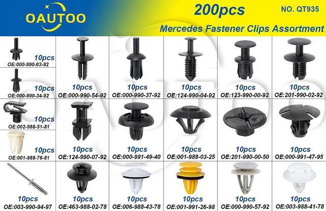 Alt view image 3 of 5 - 200pcs for Mercedes Body Interior and Exterior Retainer Fastener Clip Assortment Bumper Cover Fender Liner Wheel Arch Lining & Splash Shield Retainer Door Trim Panel Clips Kit