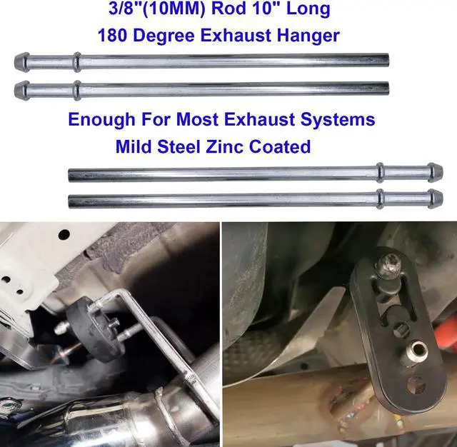Alt view image 3 of 6 - 32PCS Heavy Duty Exhaust Hanger Rod Set 3/8"(10MM) Rod 90°7.6" Long & Straight 10" Long Exhaust Muffler Hanger Mild Steel Zinc Coated 2 Hole 4 Hole Insulator Mount Car Automotive Replacement