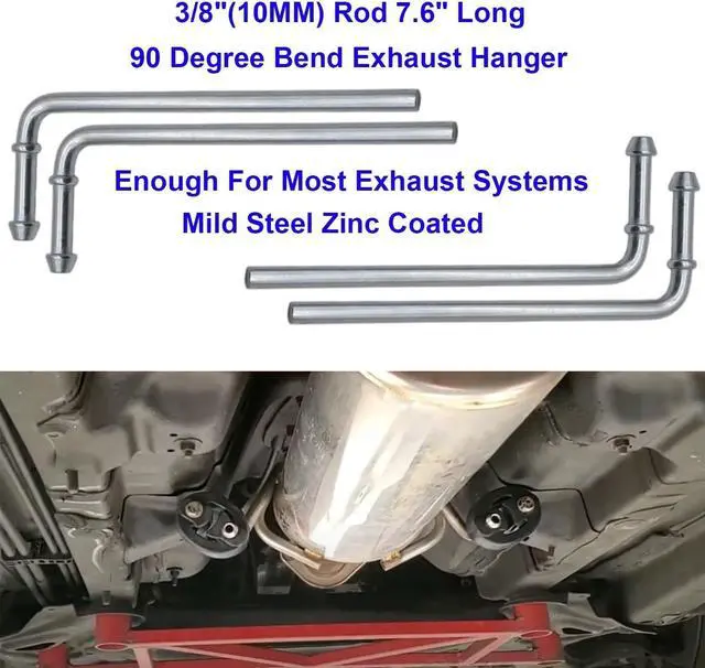 Alt view image 4 of 6 - 32PCS Heavy Duty Exhaust Hanger Rod Set 3/8"(10MM) Rod 90°7.6" Long & Straight 10" Long Exhaust Muffler Hanger Mild Steel Zinc Coated 2 Hole 4 Hole Insulator Mount Car Automotive Replacement
