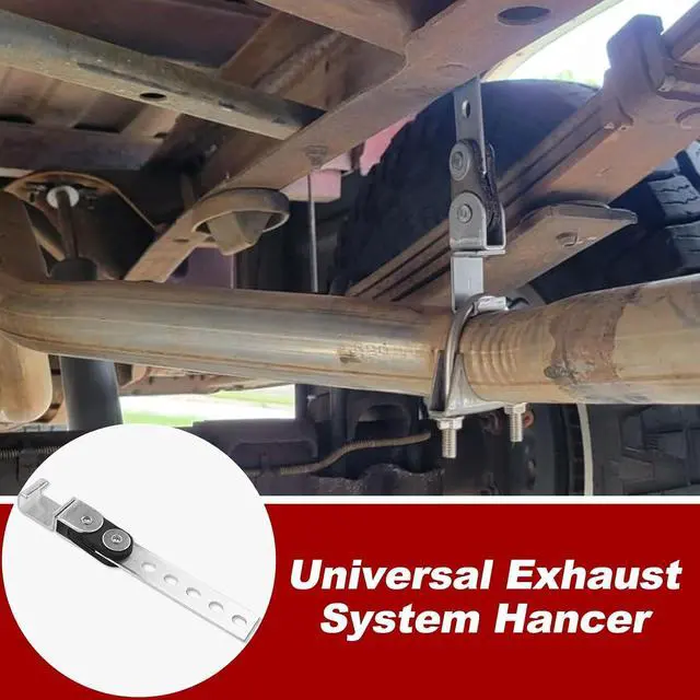 Alt view image 4 of 7 - 3" Exhaust Hangers Kit 12PC - 360° Swivel Clamps with Adjustable 2/4 Hole Brackets & 9.5" Bend Rods, Zinc Coated Complete Set for Muffler Pipe