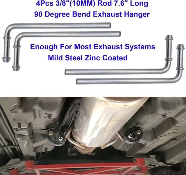 Alt view image 3 of 6 - 16PCS Rubber Exhaust Hanger Rod Set Heavy Duty 3/8"(10MM) Rod 90°7.6" Long + Straight 10" Long Muffler Hanger Mild Steel Zinc Coated 2 Hole 4 Hole Insulator Mount Car Automotive Replacement