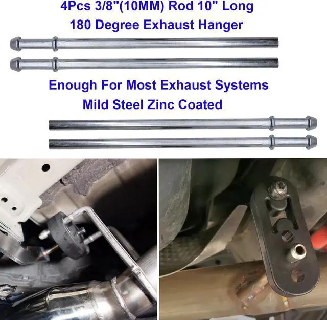 Alt view image 4 of 6 - 16PCS Rubber Exhaust Hanger Rod Set Heavy Duty 3/8"(10MM) Rod 90°7.6" Long + Straight 10" Long Muffler Hanger Mild Steel Zinc Coated 2 Hole 4 Hole Insulator Mount Car Automotive Replacement