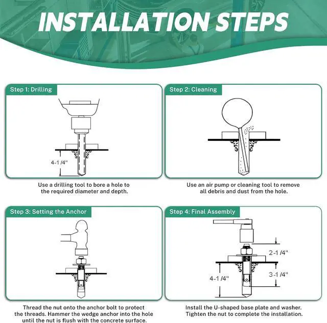 Alt view image 3 of 7 - Car Lift Installation Kit with 16 x 3/4" x 5.5" Wedge Anchor Bolts and 30 Leveling Shims (1/4", 1/8", 1/16"), For 2 Post 4 Post Car Lift Precise Leveling Installation,46 Pcs