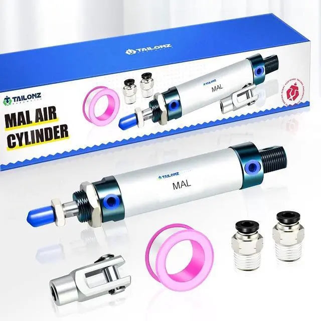 Alt view image 7 of 7 - 16mm Bore 300mm Stroke Air Cylinder Double Action with Y Connector and 2Pcs 6mm Fitting MAL16x300