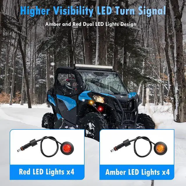 Alt view image 3 of 7 - UTV Turn Signal Kit with Horn, Pre-Wired, Plug & Play ATV Turn Signal Street Legal Blinker Kit with Rocker Switch USB Flasher Relay Compatible with Polaris, Can-Am, Kawasaki, CFMOTO (8 Pcs Lights)