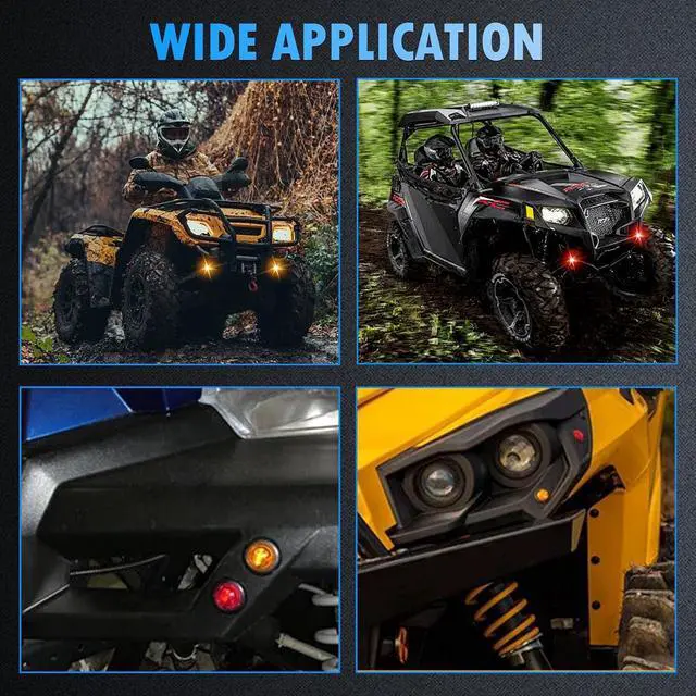 Alt view image 6 of 7 - UTV Turn Signal Kit with Horn, Pre-Wired, Plug & Play ATV Turn Signal Street Legal Blinker Kit with Rocker Switch USB Flasher Relay Compatible with Polaris, Can-Am, Kawasaki, CFMOTO (8 Pcs Lights)