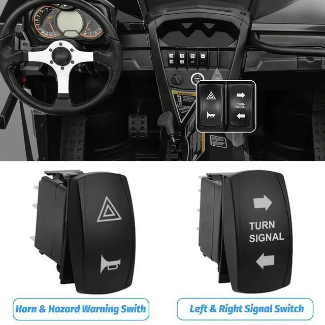 Alt view image 7 of 7 - UTV Turn Signal Kit with Horn, Pre-Wired, Plug & Play ATV Turn Signal Street Legal Blinker Kit with Rocker Switch USB Flasher Relay Compatible with Polaris, Can-Am, Kawasaki, CFMOTO (8 Pcs Lights)