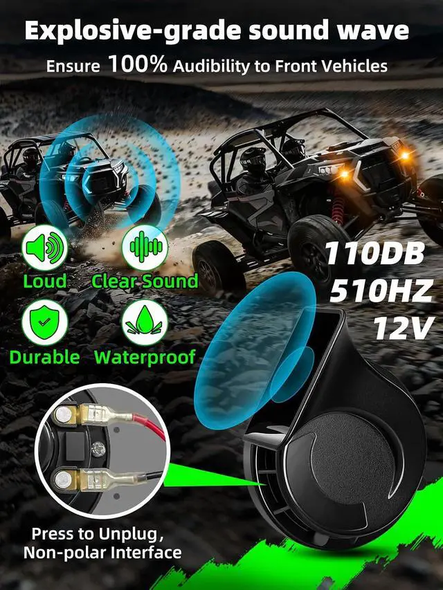 Alt view image 4 of 7 - UTV Turn Signal Kit, Pre-Wired, Plug and Play Universal Street Legal UTV Blinker Kits with Rocker Switch, Hazard Light, 110dB Horn, Compatible with Polaris, Can-Am - 4Pods Amber Red Lights