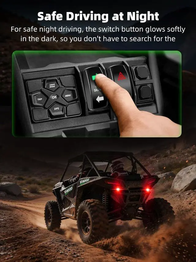 Alt view image 5 of 7 - UTV Turn Signal Kit, Pre-Wired, Plug and Play Universal Street Legal UTV Blinker Kits with Rocker Switch, Hazard Light, 110dB Horn, Compatible with Polaris, Can-Am - 4Pods Amber Red Lights