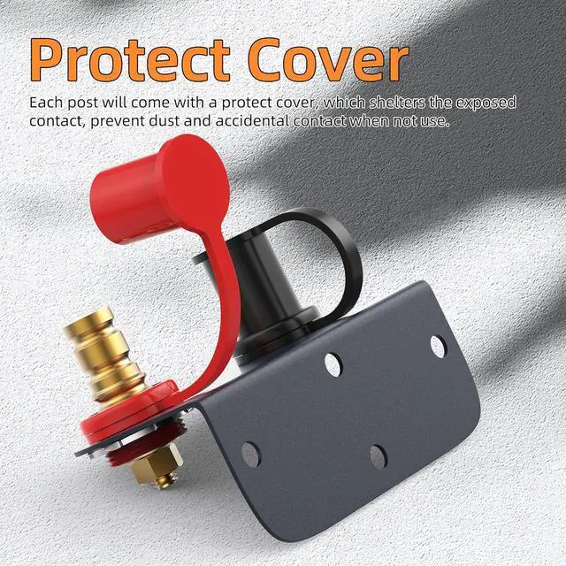 Alt view image 5 of 6 - Remote Battery Terminals 3/8" Stud Battery Jump Post with Heavy Duty Mounting Bracket 250A Battery Charging Post Kit Marine Battery Charger Jumper Post for Auto UTV RV Truck Can-am