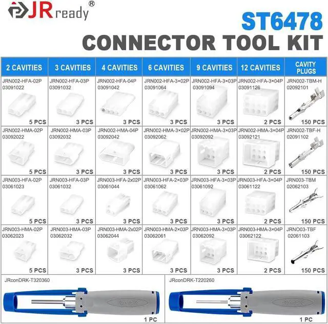 Alt view image 2 of 7 - ST6478 Pin Connectors Kit 678PCS 2 3 4 6 9 12 Pin Housing 062 and 093Series Crimp Terminal Molex Connector 14-24AWG Male Female Pins with Pin Remove Extractor Tool for Electrical Connector