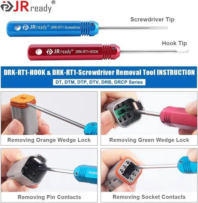 Alt view image 4 of 7 - ST5236 Deutsch Pin Extractor Tool for 16#12#20# Solid/Stamped Contacts 10-22 AWG, Terminal Removal Tool Kit with Steel DRK-RT1 for Deutsch DT,DTM,DTP Series Connector 13PCS