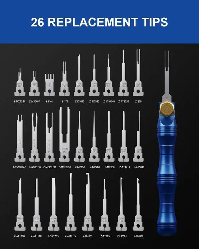 Alt view image 2 of 7 - Terminal Removal Tool Kit, 30PCS Professional Depinning Tool Set with Replaceable Pin Extractor Tips for Molex, AMP/TE, Delphi, Deutsch & Automotive Wiring Repair