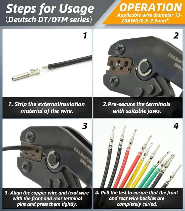 Alt view image 4 of 7 - 216 PCS DT Connector Kit with Ratcheting Wire Crimper for Deutsch Connector, 2 3 4 6 8 12 Pin Connectors Automotive Electrical Connectors With Size 16 Stamped Contacts & Accessories