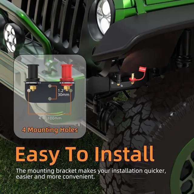 Alt view image 3 of 6 - Remote Battery Terminals 3/8" Stud Battery Jump Post with Heavy Duty Mounting Bracket 250A Battery Charging Post Kit Marine Battery Charger Jumper Post for Auto UTV RV Truck Can-am