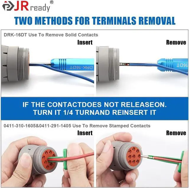 Alt view image 5 of 7 - ST5236 Deutsch Pin Extractor Tool for 16#12#20# Solid/Stamped Contacts 10-22 AWG, Terminal Removal Tool Kit with Steel DRK-RT1 for Deutsch DT,DTM,DTP Series Connector 13PCS