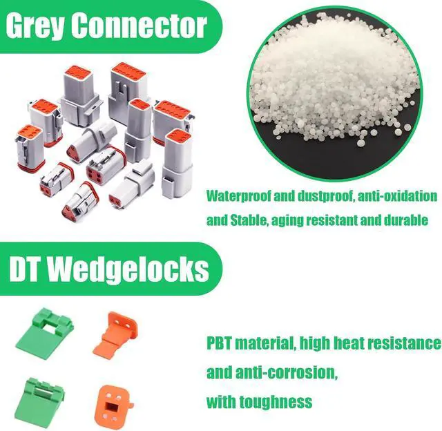 Alt view image 6 of 7 - 198 PCS Deutsch DT Grey 4 Pin Connectors 16 Set, Waterproof Electrical Wire Connector with Stamped Contacts and Seal Plug for Truck, Off-Road Vehicles, Construction, Agriculture, Motorcycle Wiring