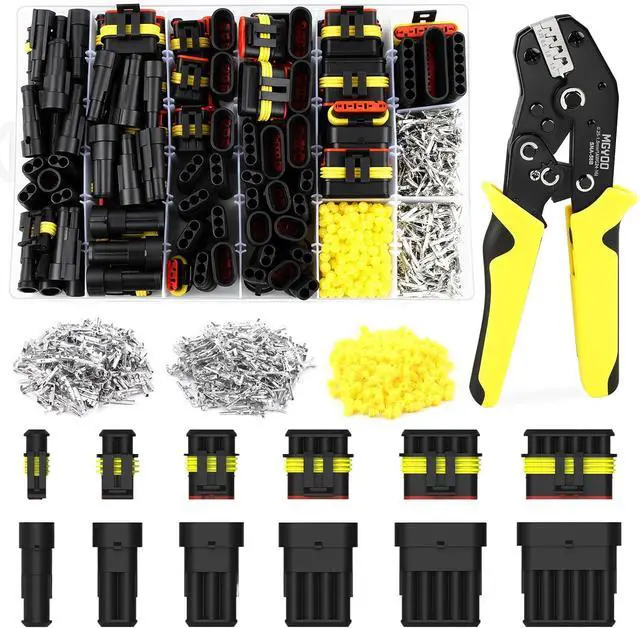 Main image of 993PCS 68 Sets Automotive Weatherpack Connector Kit with Crimper 1/2/3/4/5/6 Pin Waterproof Auto Electrical Wire Connectors Weather Pack Connectors Crimping Tool 20-14 AWG